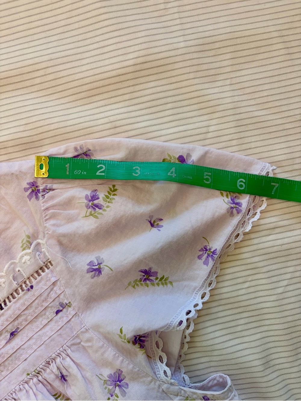 Vintage Lavender Floral Dress Lace Trim Cottagecore Maxi Cotton - Picture 9 of 13